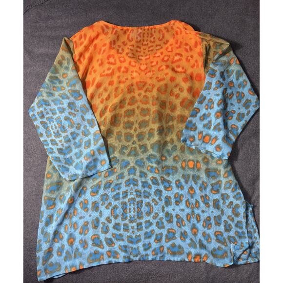 Aqua Blue Sz 3X Swim Coverup Embroidered Animal Print NWOT - Picture 9 of 9